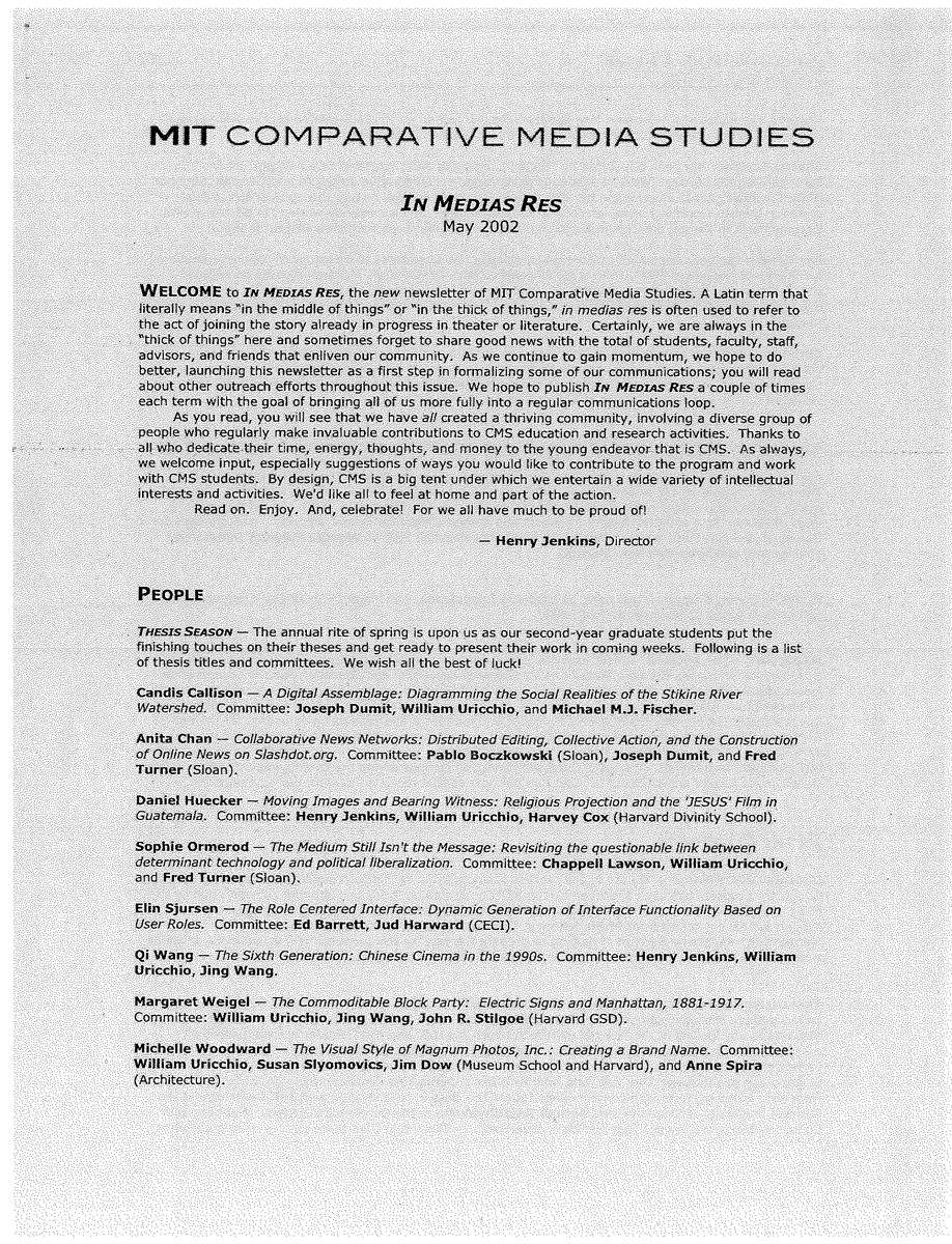 Cover of In Medias Res, May 2002