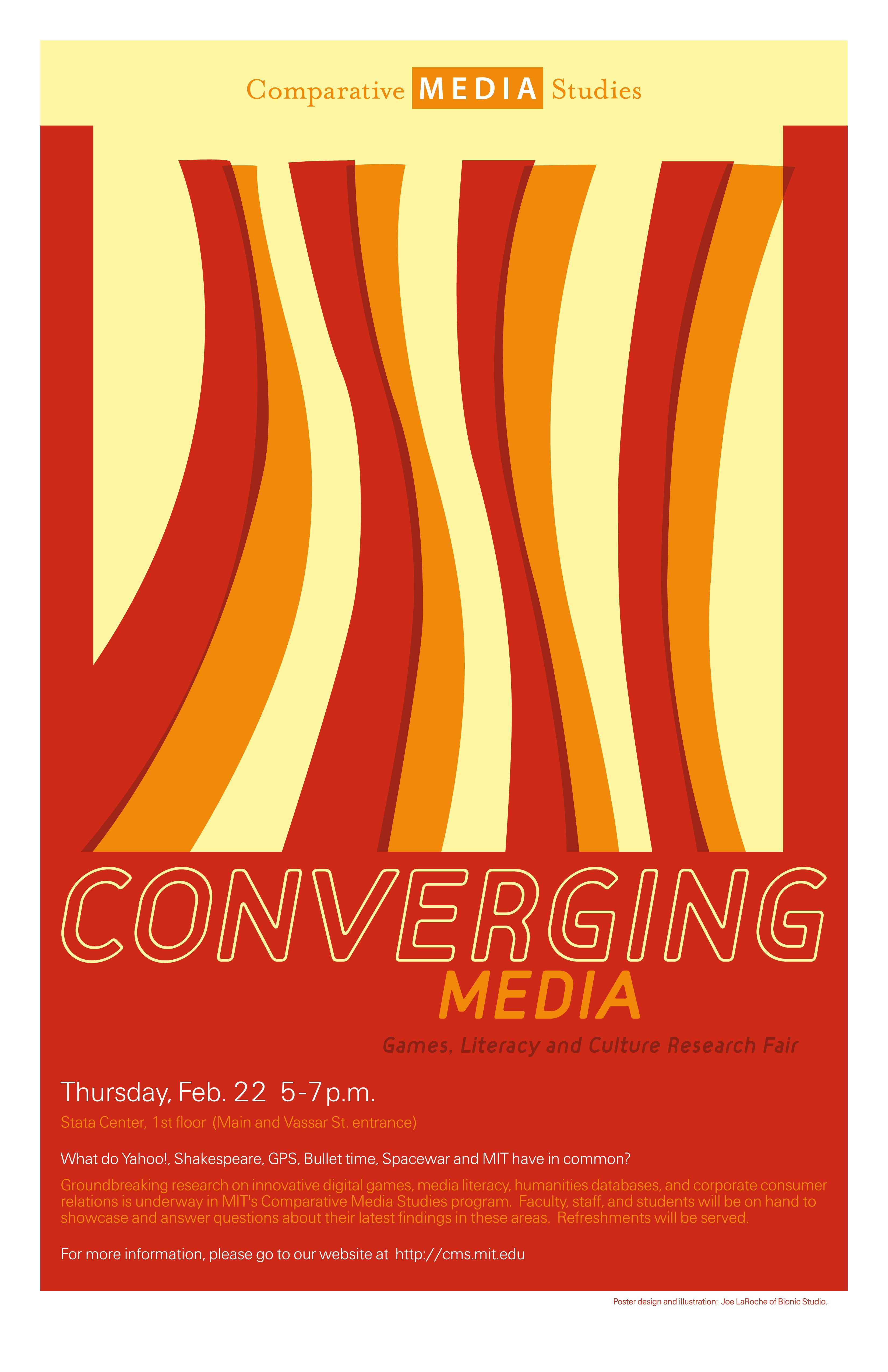 Poster for "Converging Media: Games, Literacy, and Culture Research Fair"