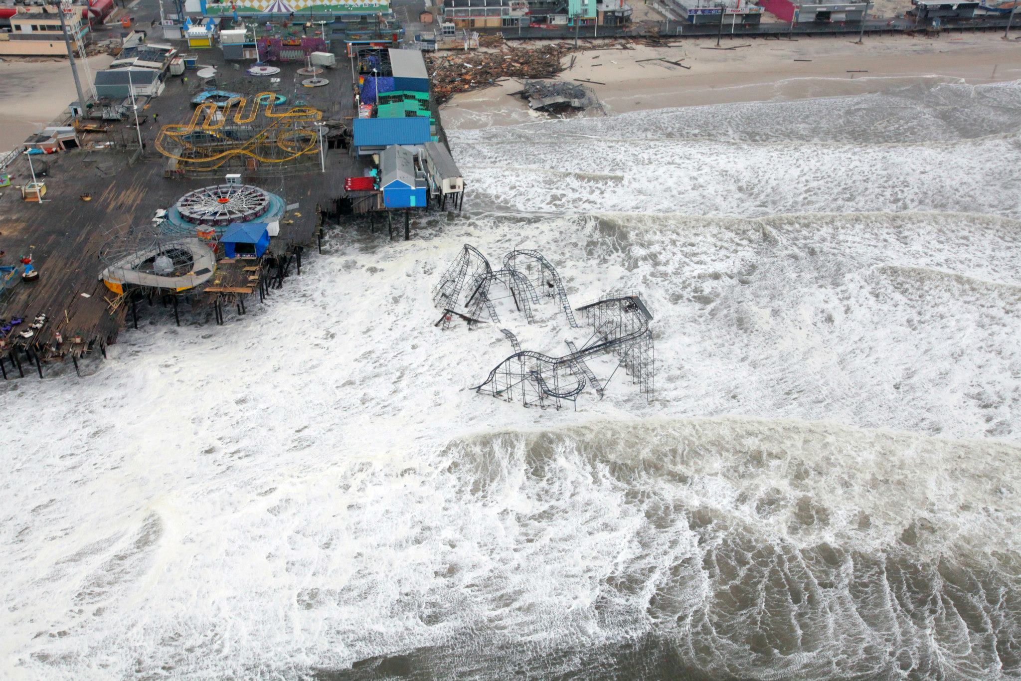 Aerial views of the damage caused by Hurricane Sandy to the New Jersey coast