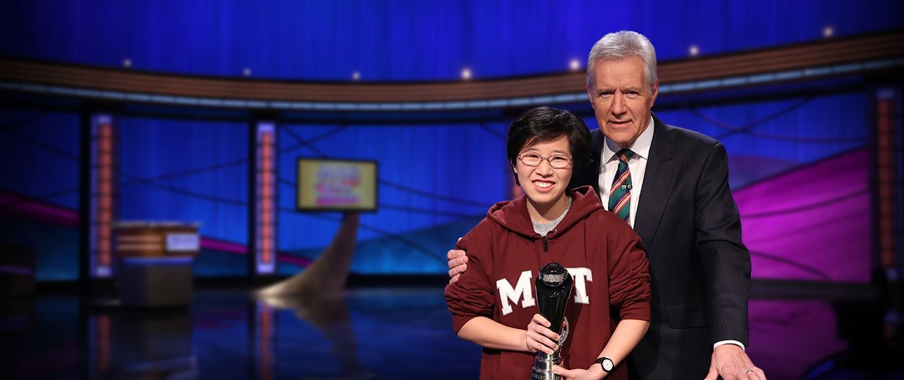 Lilly Chin and Alex Trebek. Image credit: Jeopardy Productions