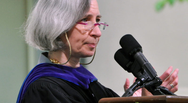 Photo of Martha Minow in commencement regalia